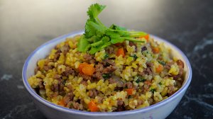 Очень быстрый и вкусный ужин. Жареный фарш с булгуром